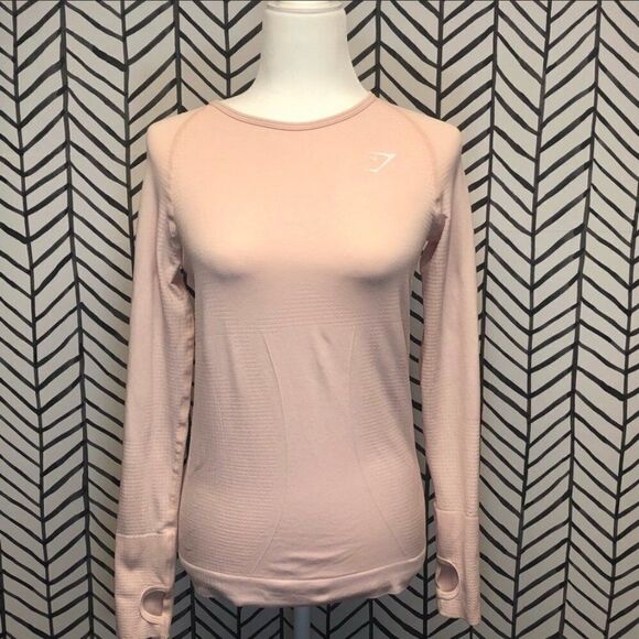 Gymshark Light Pink Longsleeve Full Length Top - Picture 1 of 3